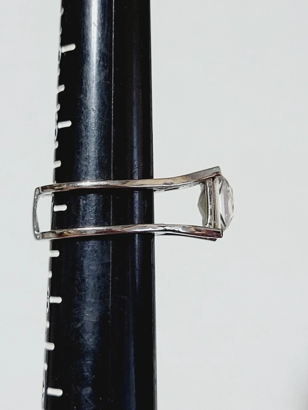 Marquis-Cut Double Band Glass Ring Size 7 Silver-tone Statement r-